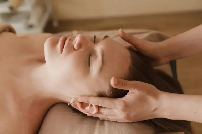 A calming spa facial massage focusing on relaxation and well-being.